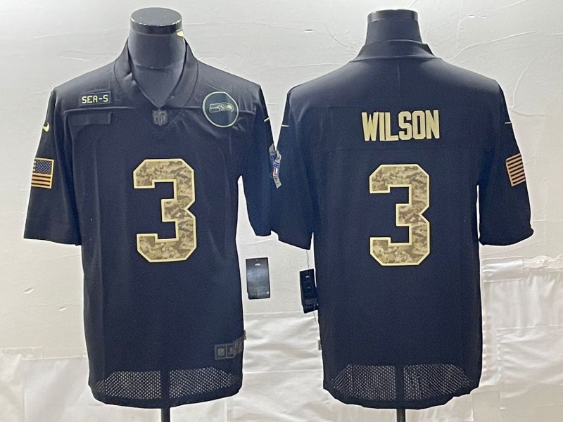 Men Seattle Seahawks 3 Wilson Black camo Nike Limited NFL Jersey
